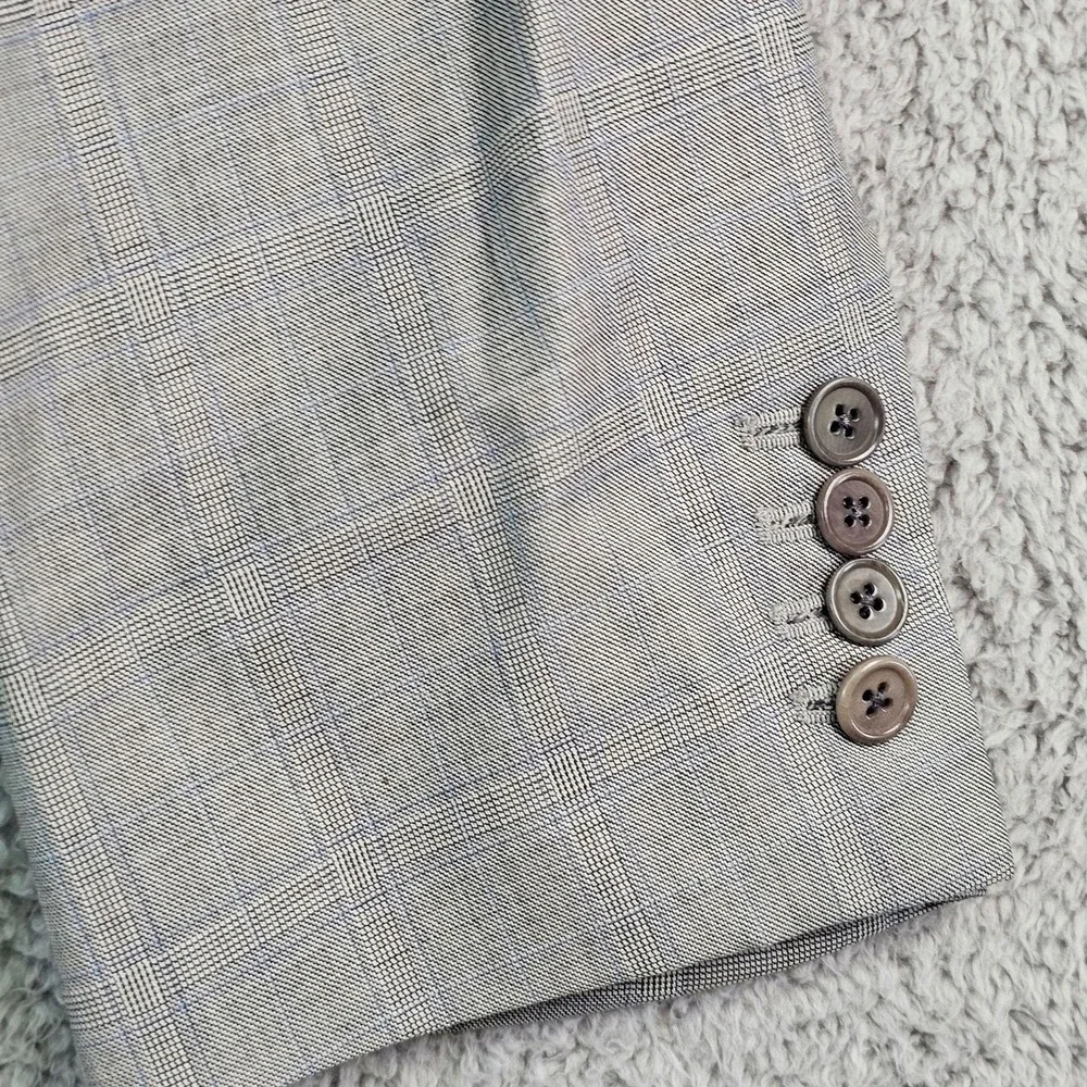 Jos. A. Bank Suit Mens 43R 40x29 Gray Plaid Wool Signature Gold 2 Piece